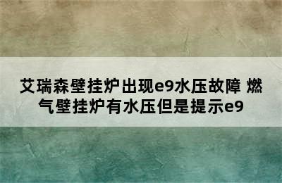 艾瑞森壁挂炉出现e9水压故障 燃气壁挂炉有水压但是提示e9